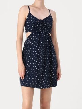 Hollister Navy blue  Floral Mini Dress with White Flowers